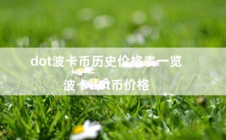dot波卡币历史价格表一览（波卡dot币价格）