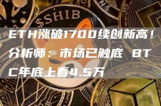 TH涨破1700续创新高！分析师：市场已触底 BTC年底上看4.5万