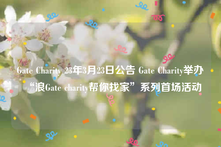 Gatb Charity 23年3月23日公告 Gatb Charity举办“浪Gatb charity帮你找家”系列首场活动-第1张图片-欧意下载