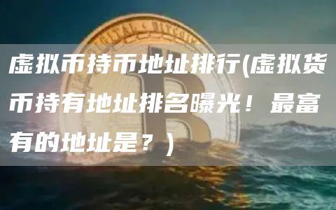 虚拟币持币地址排行 - 虚拟货币持有地址排名曝光！最富有的地址是？