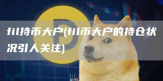 fil持币大户 - fil币大户的持仓状况引人关注