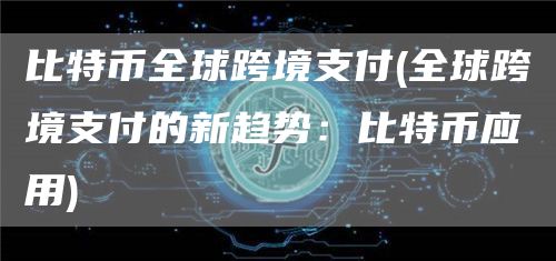 比特币全球跨境支付 - 全球跨境支付的新趋势：比特币应用