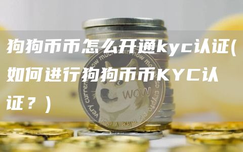 狗狗币币怎么开通kyc认证 - 如何进行狗狗币币KYC认证？