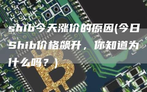 shib今天涨价的原因 - 今日Shib价格飙升，你知道为什么吗？