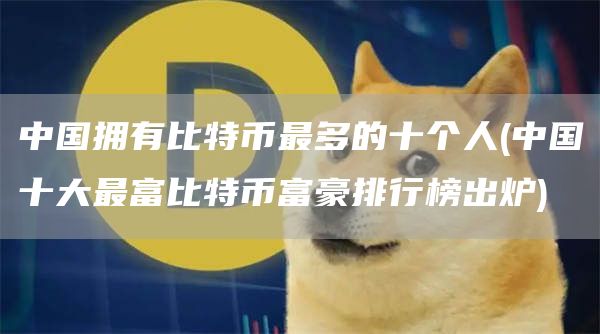 中国拥有比特币最多的十个人 - 中国十大最富比特币富豪排行榜出炉