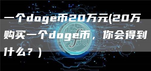 一个doge币20万元 - 20万购买一个doge币，你会得到什么？